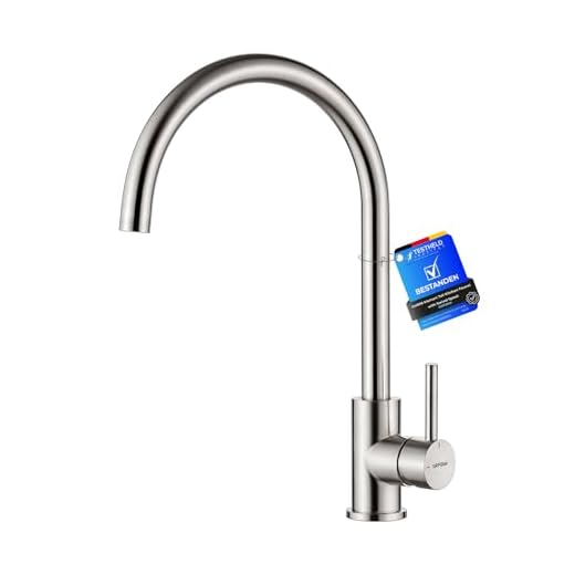 GRIFEMA Wasserhahn Küche, Küchenarmatur mit Einhebelmische, Hochdruck Spültischarmatur Mischbatterie Küche, Hoher Bogen (271mm) & 360°Drehung , Wassersäulenmodus, Edelstahl, Grau, Energieklasse A+