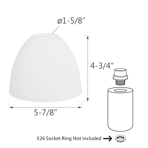 Image of Aspen Creative 23649-73-3 Frosted Glass Shade with White Paint, 1-5 /8 inch Fitter Size, 5-7 /8 inch Diameter x 4-3 /4 inch Height, 3 Pack