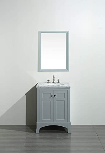 Eviva New York 24 Inch Gray Bathroom Vanity With White Carrara Countertop And Undermount Porcelain Sink #TOP6
