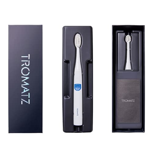 Tromatz Battery Powered Microcurrent Toothbrush Set for Sensible Gums I Microcurrent Toothbrush Soft Bristle I Auto Toothbrush Set with Replacement Brush Heads I Microcurrent Toothbrush No Vibration