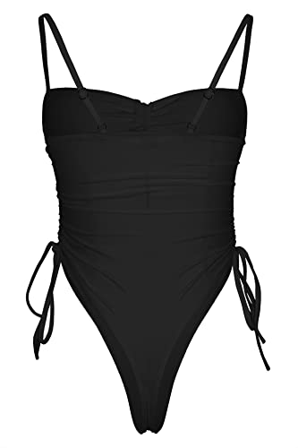 Ioiom Womens Spaghetti Strap Sexy High Cut One Piece Swimsuit Black S #TOP4