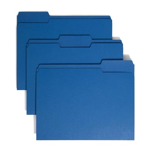 Smead Standard File Folders, 100 Count, Navy, 1/3-Cut Tabs, Letter Size (13193)