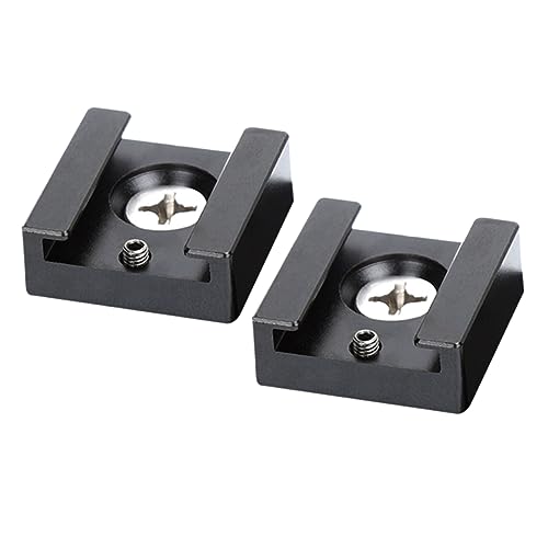 KICHOUSE 2pcs Shoe Flash Adapter Hot Shoe Adapter Cold Shoe Base Bracket Flash Hot Shoe Mount Adapter Flash Shoe Mount Flash Holder Bracket Adaptor Adapters Cold Shoe Mount Black
