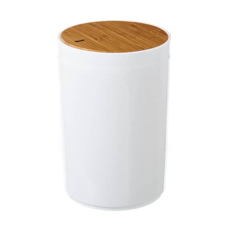 D,casa - Set Accesorios Baño de Bambú Estilo nordico Blanco - Juego de 5 Piezas