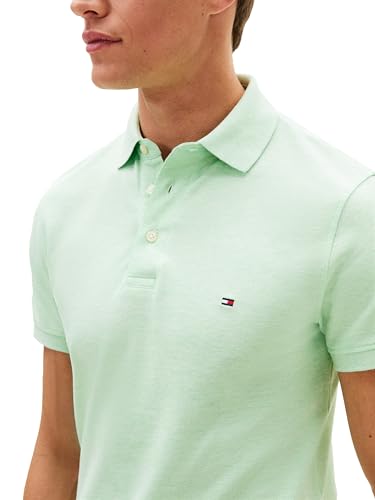 Image of Tommy Hilfiger Men's Short Sleeve Polo Shirts in Slim Fit with Stretch and Organic Pique Cotton