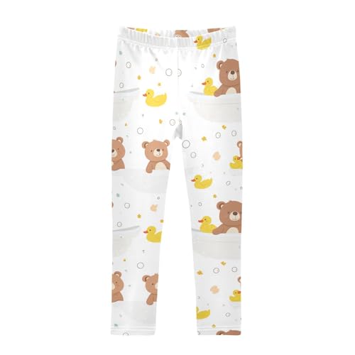 Cute Brown Bears Girls' Leggings Toddler Doodles Ducks Kids Yoga Pants Dance Active Tights 4T