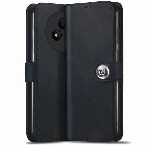 Image of TheGiftKart Flip Cover Back Case for Realme Narzo 80 Pro 5G | Genuine Leather Finish | Designer Button | Inbuilt Pockets & Stand | Wallet Style Flip Back Cover for Narzo 80 Pro (Faux Leather, Black)