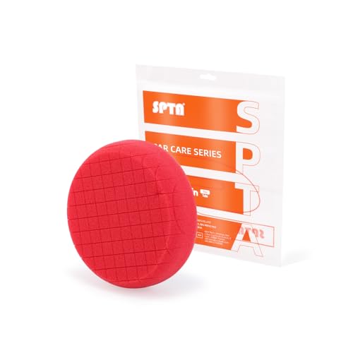 Red T10 Ultra-Fine Finishing Foam Polishing Pads, SPTA 1Pcs 3.5 Inch Face for 3 Inch 80mm Backing Plate Compound Buffing Sponge Pads for Car Buffer Polisher Compounding, Polishing and Waxing-FPTSS3R