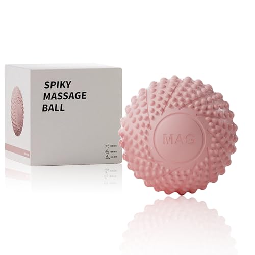 LOUCKY 6.5cm Massage Balls for Myofascial Release & Trigger Point Therapy Lacrosse Massage Balls with 3D Points & Magnetic Therapy Suitable for Back Neck Shoulders etc. (1 Pack Pink)
