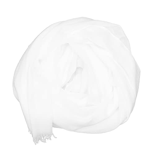 IMIKEYA Bufanda de Algodón y para Mujer Protector Solar Multifuncional para Exteriores Chal Grande para Playa y Paseo Pañuelo y Cómodo Artístico Blanco