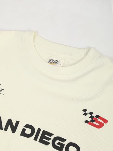 Maniac Store Maniac Mens San Diego Cream & Black Waffle T-Shirt - Image 8
