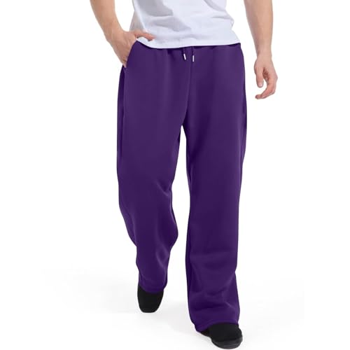 Aryapyper Men's Loose-Fitting Casual Sweatpants with Elastic Waistband Drawstring and Straight-Leg Design