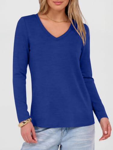 Image of ANRABESS Long Sleeve Shirts for Women Wrinkle Free V Neck Fall Top