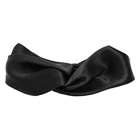 100% Mulberry Silk 22momme Headband Hair band Head Wrap for Women soft pure natural organic beauty care (Black) Cover