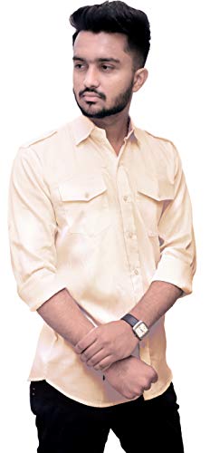 Image of REBANTA Mens Casual Shirt Plain Double Pocket (Maroon, Pure Cotton)
