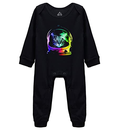 Image of Rainbow Astronaut Cat Space Cat Baby Rompers Baby Onesie