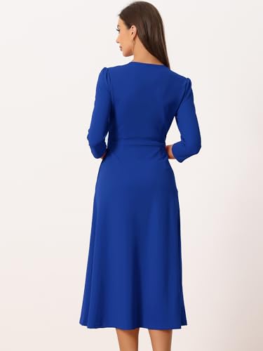 Image of Allegra K Womens 3 /4 Sleeve A-Line Business Work Formal Midi Dress