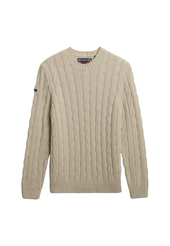 Pull Superdry Jacob Cable maille torsadée vêtement hiver homme chaud ecru XXL