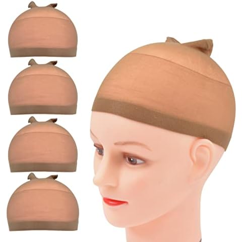 4 Stück Perückenkappen Stretch Nylon Perückenstrumpfkappen Cover