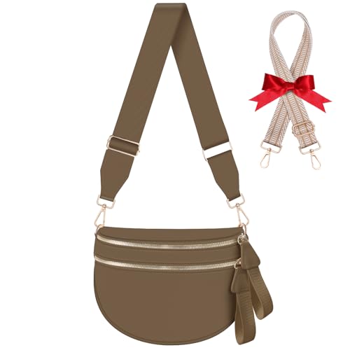X-KIDS Bum Bags for Women Checkered Crossbody Bag Large Nylon Belt Purse Fanny Packs, Bonus with a Extra Strap
