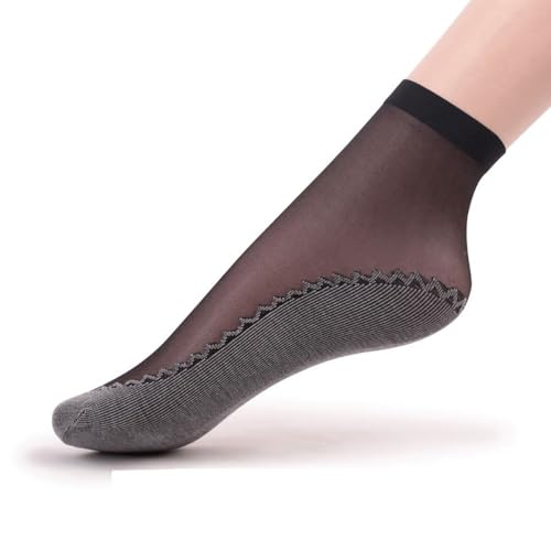 Image of Women's 20 Pairs Silky Anti-Slip Cotton Sole Sheer Ankle High Socks