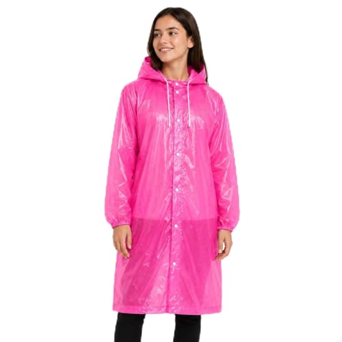 Image of EVA Poncho Raincoat for Men and Women, Lightweight Waterproof with Hood, Adjustable Drawstring, Snap Button Closure, Reusable
