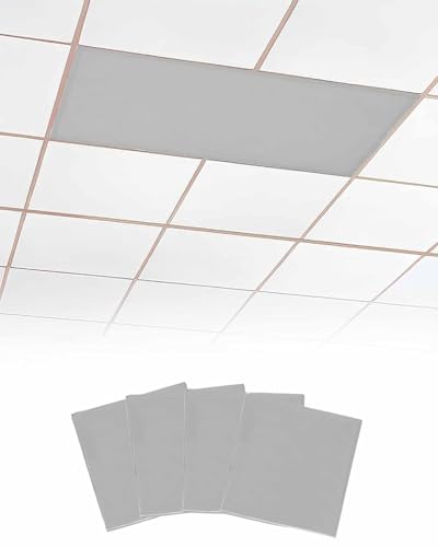 Image of Smile Sunflower 4PCS Fluorescent Light Covers - Lampshade Ceiling Lights with 10 Magnets Fixtures, Charcoal Gray Print Light Filters Cover Panel for Any Place Supplies - Reduce Glare for Indoor