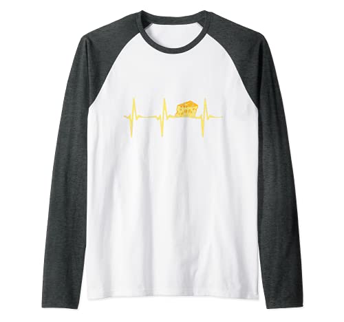 Queso Heartbeat Funny Food Lover Eater Graphic Camiseta Manga Raglan