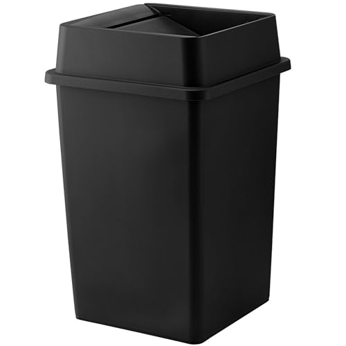 Mix.Home 23 Gallon Black Square Trash Can with lid Restaurant Trash can Commercial Trash can Tall Plastic Trash can Industrial Trash can Square Trash cans for Kitchen Trash can with Swing lid