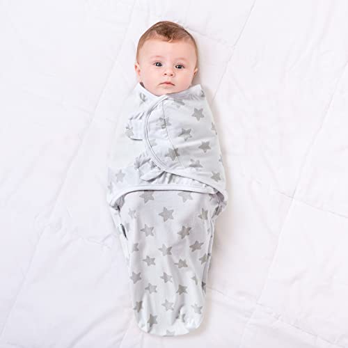 Image of Baby Swaddle Blanket, 2 Pack Newborn Swaddles 0-3-Months, Small-Medium Easy Change Infant Wrap, Infant Swaddling Sack, Adjustable Swaddle Blanket (Gray Stars)