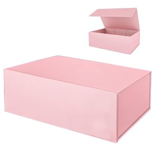 Angju Pink Gift Box 25 * 25 * 10 cm with Magnetic Closure Lid Gift Boxe for Presents Luxury for Gift Packaging Birthday (Pink)
