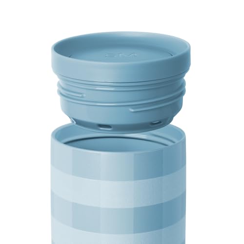 Image of Simple Modern Voyager Signature | 16oz Travel Coffee Mug Tumbler with 360 Lid | Gifts for Women Men | Ceramic-Lined Insulated Stainless Steel Cold Brew Iced Coffee Cup | Blue Jay Gingham