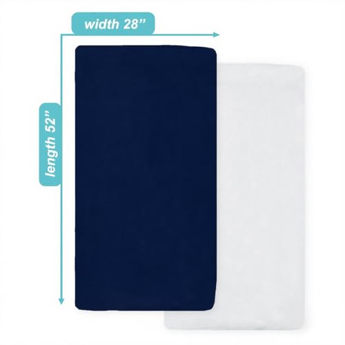 Image of American Baby Company 2 Pack Fitted Crib Sheets 52x28, White /Navy | Ultra Soft Microfiber Crib and Toddler Bed Sheets, Breathable & Gentle on Baby Skin, Neutral for Boys & Girls