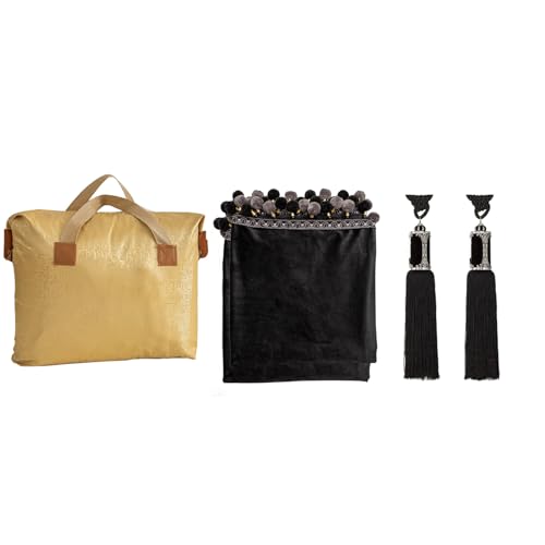 Helen curtain Luxury Pom Poms Curtain for Living Room Blackout Velvet 2 Panels