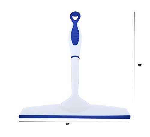 Image of Superio Rubber Squeegee, 2 Pack, Streak Free All Purpose Window Squeegee, Comfort Grip Handle and Hanging Hook (Blue- Red, 10 Inch- 2 Pack)