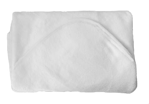 Image of BY LORA Hooded Baby Towel for Toddlers, Soft 100% Rayon Bath Towel, Highly Absorbent Unisex Wrap, 35 x 35 Inches, Toddler Gift, White