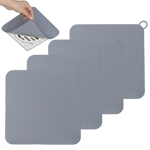 Thalire Cache-Douche Anti-Odeurs en Silicone pour Évacuation au Sol – Couvercle Universel pour Douche, Baignoire et Évier, 20x20 cm, Matériau PVC, Installation...