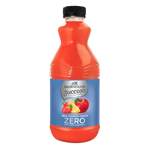 San Benedetto Succoso Zero Mela Fragola Limone 900 ml. Bevanda a base di frutta leggera e dissetante in Acqua Minerale Naturale, zero zuccheri aggiunti e pochissime calorie