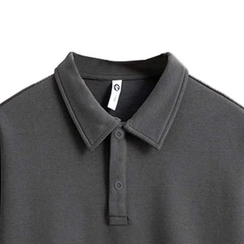 Mens Lapel Long Sleeve Sweatshirts Casual Solid Color Button Down Shirts Fall Oversized Loose Pullover Tops3