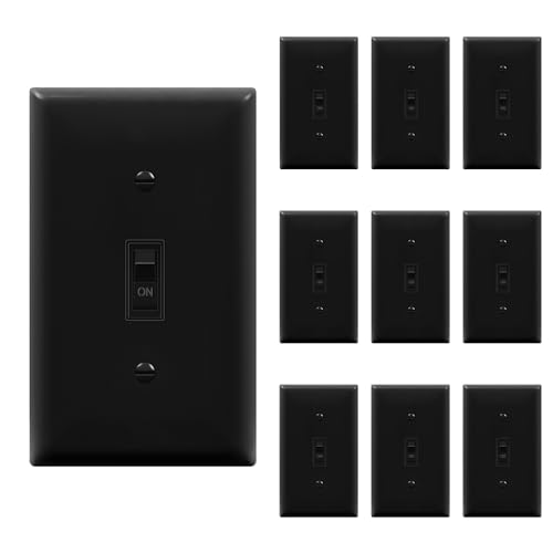 ENERLITES Toggle Light Wall Plate Bundle Single Pole Electrical Switch 15A 120-277V Grounding Screw Residential Grade UL Listed 88115-BKWP-10PCS Black 10 Pack
