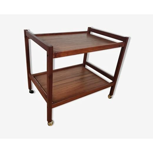 2-Tier Wooden Serving Cart with Wheels