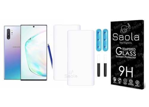 Image of Saola Curved Uv Tempered Glass For Samsung Galaxy Note 10 Cellphone. Comes With Uv Light & Glue For Finest Pasting. Edge To Edge Protection With Case Friendly Fit. (Pack Of 2)