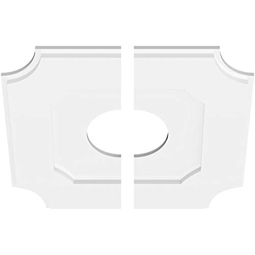 Image of Ekena Millwork CMP20LE2-06000 Locke Architectural Grade PVC Contemporary, Two Piece Urethane Ceiling Medallions 20 inchOD x 6 inchID x 12 inchC x 1 inchP