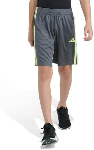 Adidas Baby-Boys Active Sports Athletic Mesh Shorts, Grey with Green, 3 Years