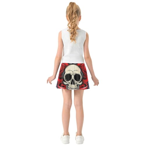 Joisal Personalized Athletic Shorts Girls Skorts Toddlers Tennis Skirts School Funny Skull Red Purple 4t4