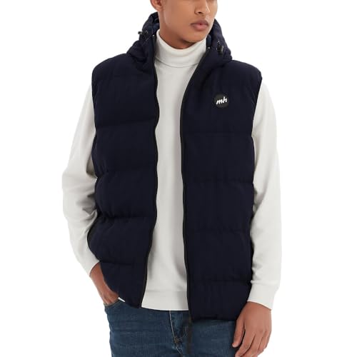 Image of MADHERO Men's Puffer Vest with Hood Water-Resistant Puffy Vests Outerwear Sleeveless Jacket