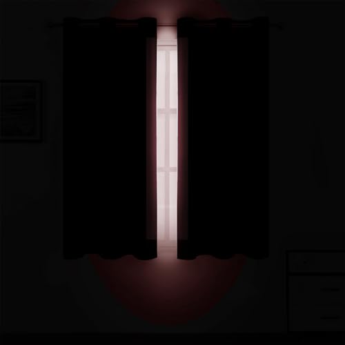 Image of LEMOMO Burgundy Red Blackout Curtains 42 x 54 Inch Length Set of 2 Panels Grommet Bedroom Curtains for Living Room