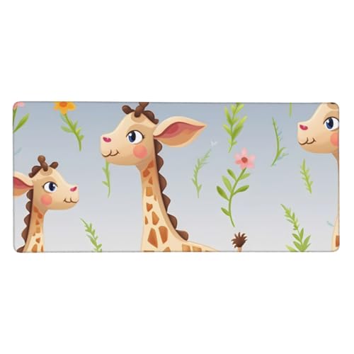 Tapis de souris long et d&eacute;coration de bureau motif girafe XXL