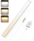 ASOKO Dimmable Desk Light Strip Bar, 3 Temps Under Cabinet Lighting with Memory Function, 24inch Plug in USB Led Undercounter Light for Kitchen/Shelf/Workbench/Desk (3000K/4000K/6000K)