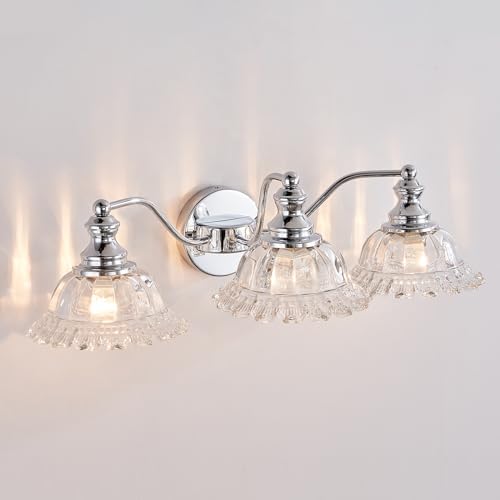 XIEDUN Chrome Vanity Light 3 Light Bathroom Lights Vanity Lights for Bathroom Bathroom Light Fixtures